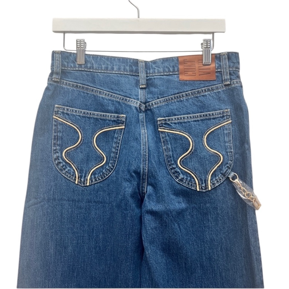 NWT Gap x Cult Gaia High Rise Stride Chain Jeans in Blue Size 28 - Picture 9 of 10